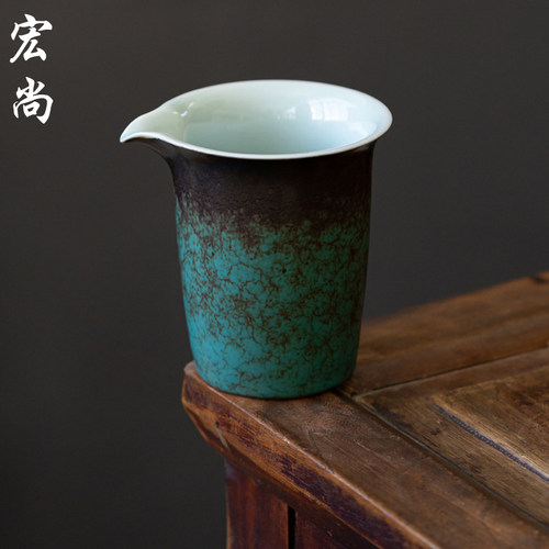 中式孔雀绿茶海公道茶具