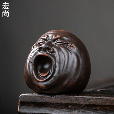 网红搞怪丑萌打哈欠小人头茶宠