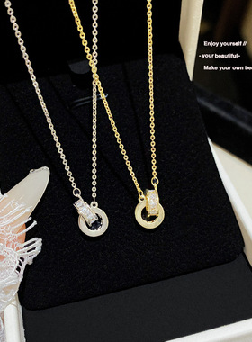 韩版双环圆形钛钢项链配饰女新款小众设计日常百搭网红爆款锁骨链