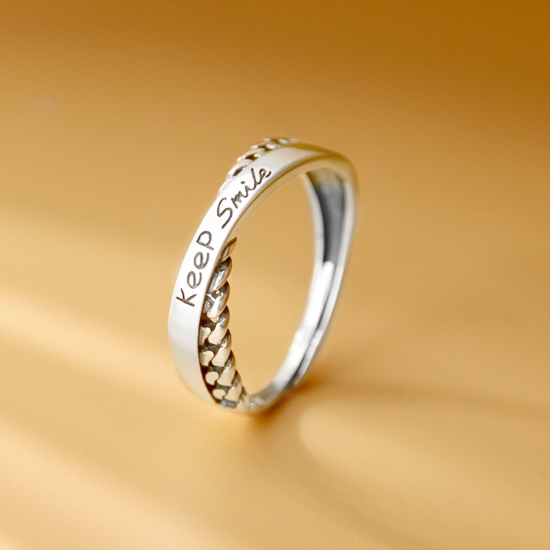 925银字母lucky戒指女时尚个性