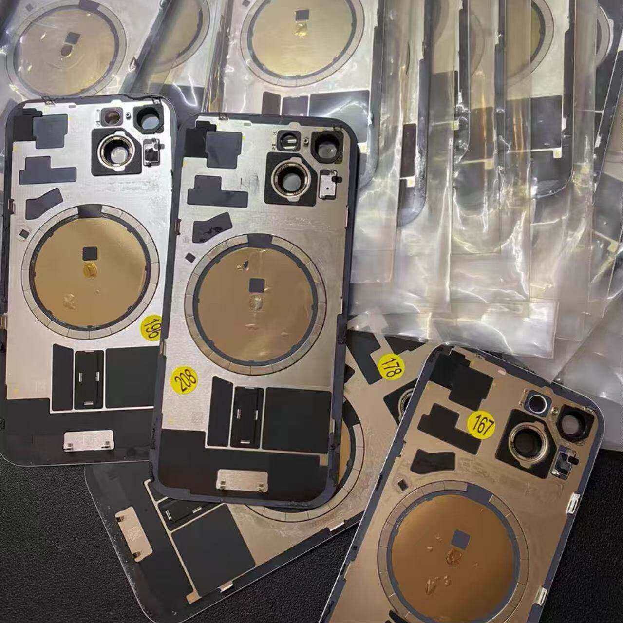 锐之颖适用于14 15PRO 15plus 16 16pro 16promax后盖后壳外壳冷雕后玻璃焊好镜圈磁铁铁片一体支架玻璃镜片