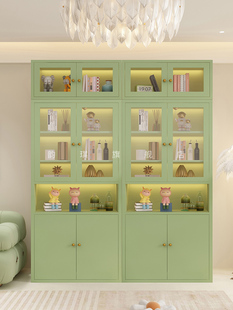 书柜轻奢玻璃门现代简约书架组合一体整墙客厅家用书橱置物展示柜