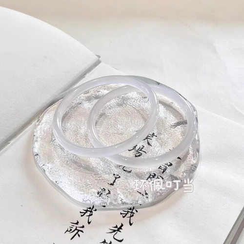 天然叮当镯一对冰种荔枝冻粉