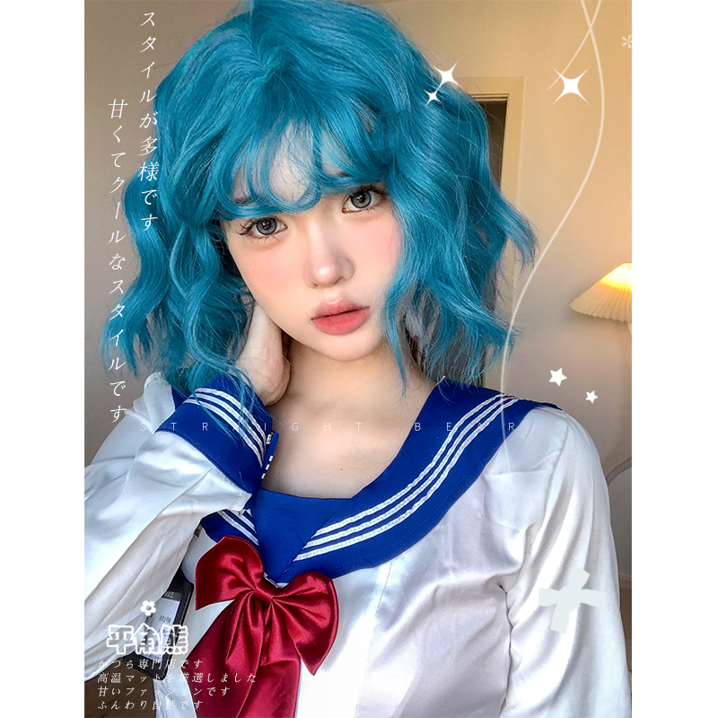 平角熊假发女网红夏季日常自然短发lolita韩版cos卷刘海短卷发
