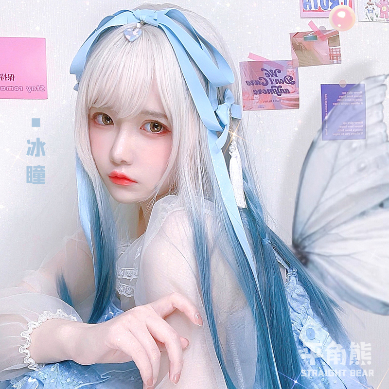 平角假发日常lolita渐变日系软妹