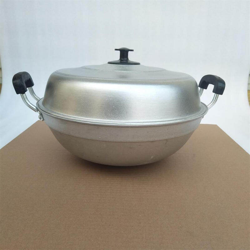新品铝炒锅老式圆底炒菜锅家用商用尖底手工加厚无涂层炒锅蒸炒两