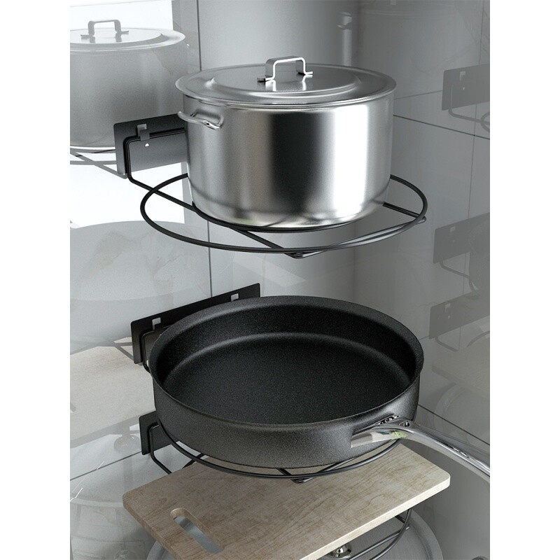 新品壁挂锅架免打孔厨房二层多层不锈钢角落平底锅炒锅锅具收纳置