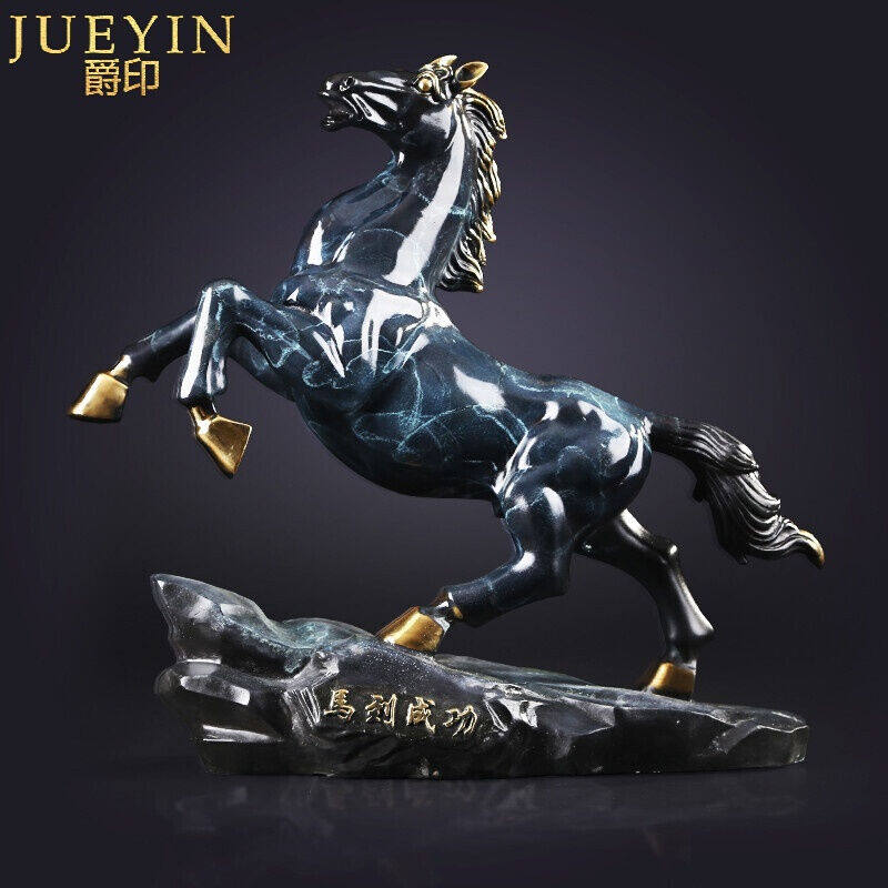 爵印(JUEYIN)轻奢品牌铜马摆件马到成功客厅办公室家居装饰品中号