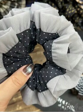 韩国发饰灰色法式复古大肠发圈小清新百搭外出头花扎马尾皮套头饰