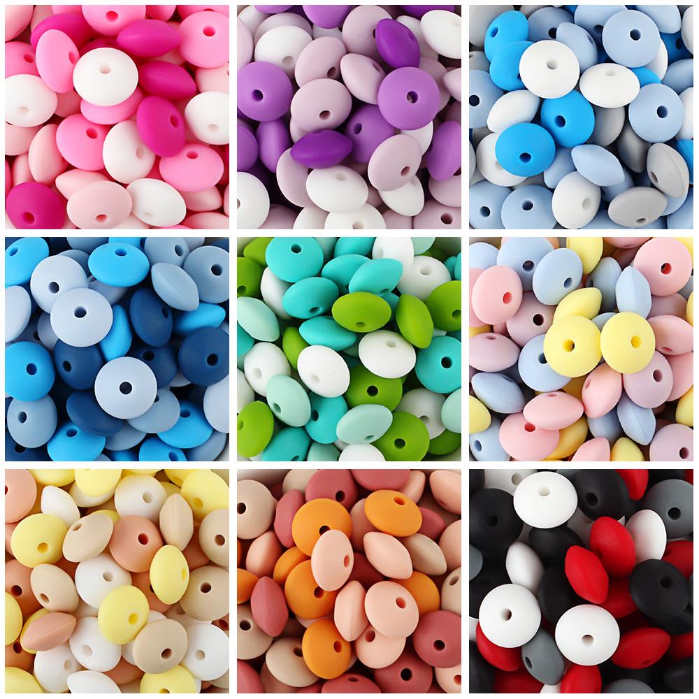 100Pc Silicone Beads Baby 12MM Lentil Beads DIY Pacifier Cli