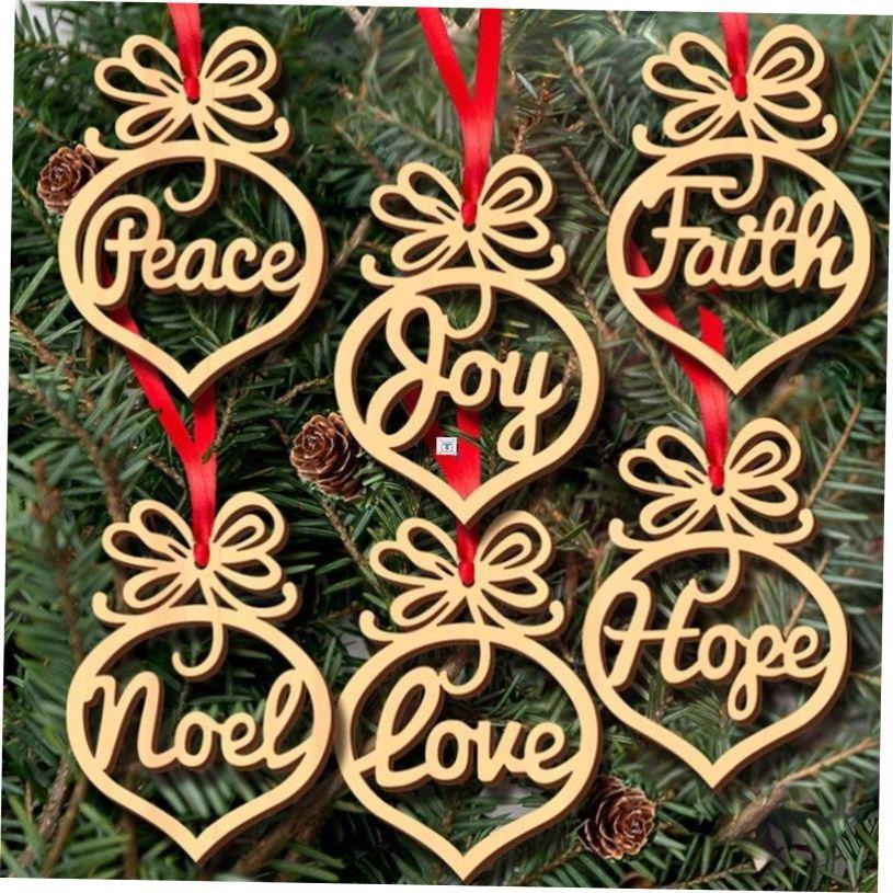 12Pcs Christmas Decorations Wooden Ornament Xmas Tree