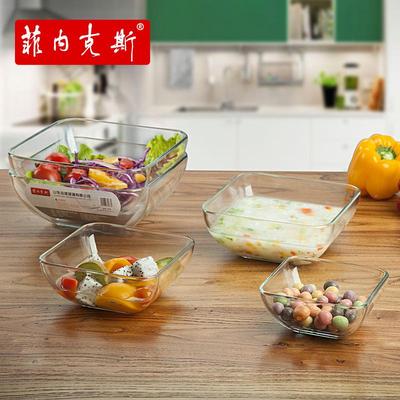 Tempered glass transparent salad bowl square tableware