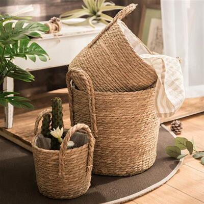 Nordic giant grass woven flowerpot seaweed storage basket