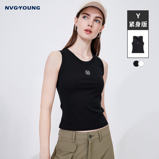 NAVIGARE运动意大利小帆船黑色吊带背心女显瘦内搭打底上衣夏季