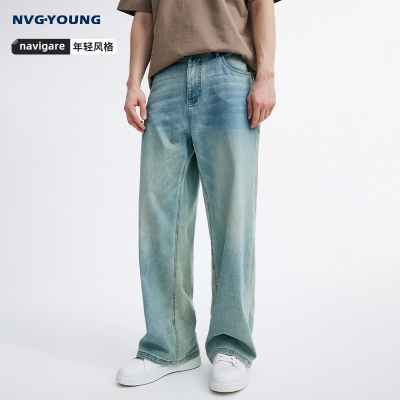 NAVIGARE意大利小帆船夏季新款时尚宽松牛仔裤蓝色男士休闲长裤,男装,牛仔裤,淘宝优惠券,粉丝福利购,淘宝优惠卷