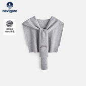 针织围巾 外搭披肩秋冬新款 纯羊毛 NAVIGARE意大利小帆船休闲时尚
