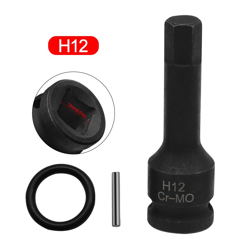 1/2风炮连体批头六角旋具套筒 多规格H4-H12内六角接口连体风炮批