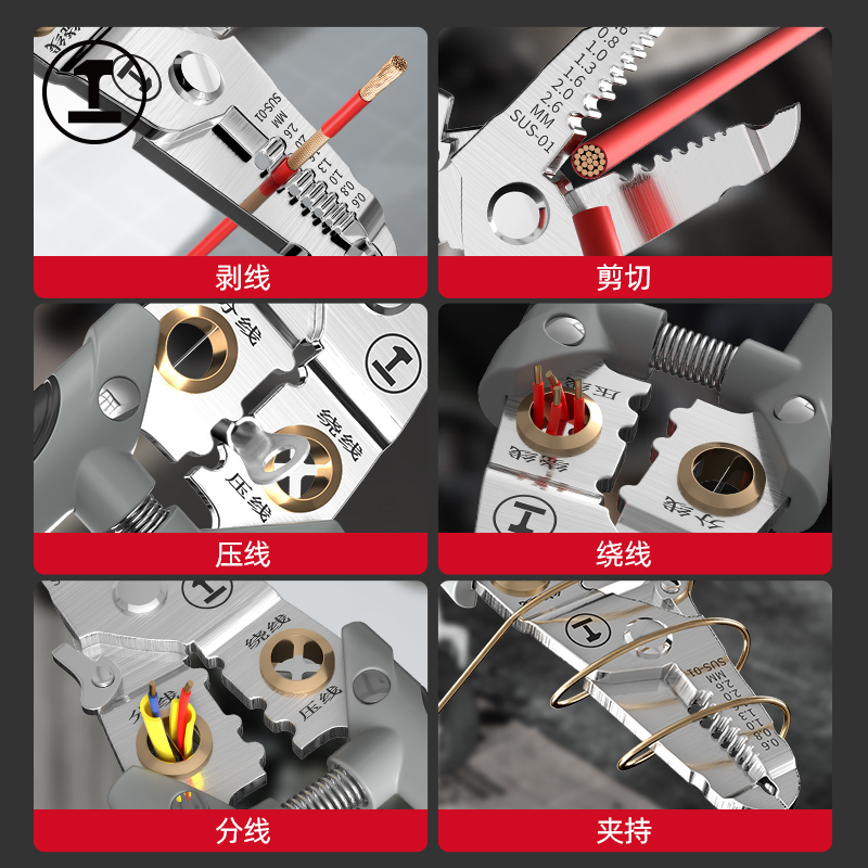 绿林剥线钳电工专用工具多功能钳子拔线接线钳拨线钳剪线钳电工钳