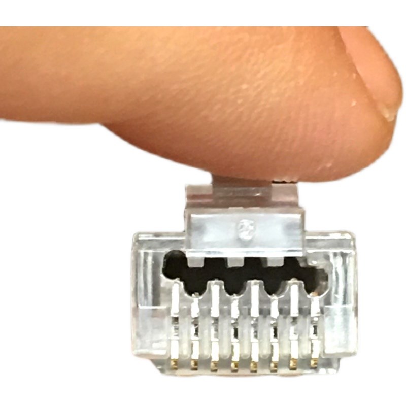 双排孔六类千兆穿孔式水晶头cat6通孔网线接头rj45 8P8芯纯铜镀