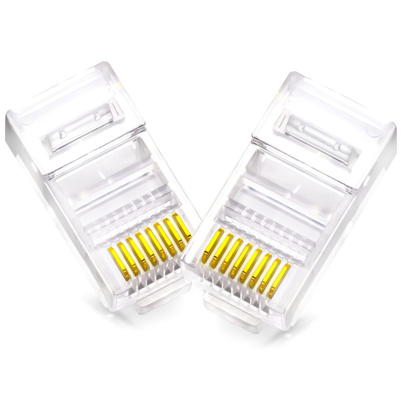 BELNET超五类水晶头cat5网线接头8P8C网络水晶头RJ45镀金8芯100个