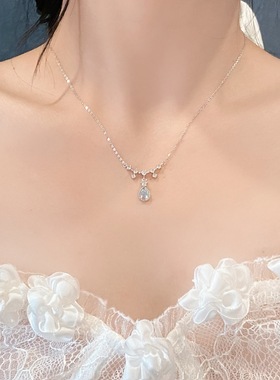月光石项链925纯银吊坠