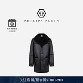 PLEIN 2025秋冬Plein经典 徽标男士 PHILIPP 长款 毛领上衣外套夹克