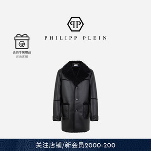 长款 PHILIPP 徽标男士 2025秋冬Plein经典 毛领上衣外套夹克 PLEIN