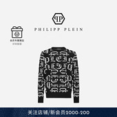 套头针织衫 Philipp 哥特式 文字圆领时尚 plein 毛衣男士