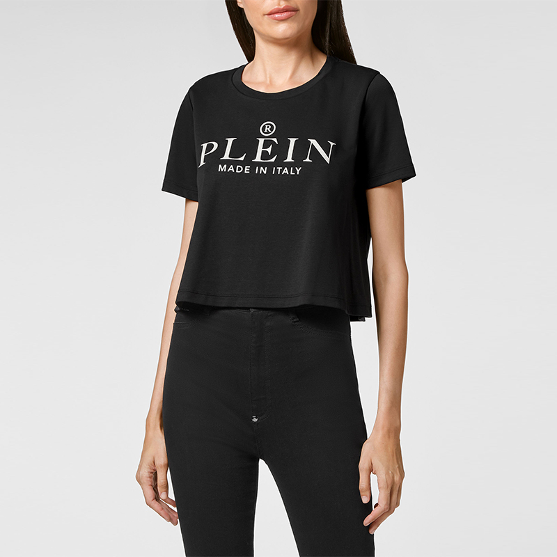 PHILIPP PLEIN 女士PLEIN露脐短款圆领T恤