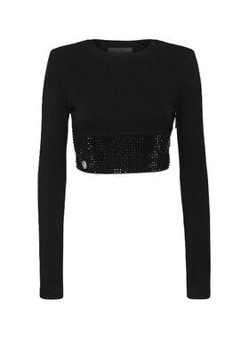 【特惠】PHILIPP PLEIN T恤 女士黑色时尚长袖T恤