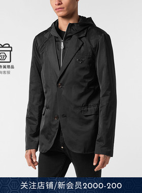 PHILIPP PLEIN 26春夏PP经典徽标男士纯色假俩件西装外套夹克连帽
