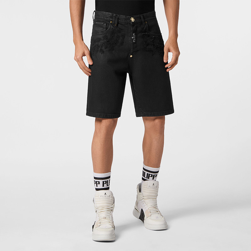 PHILIPP PLEIN 男士Formentera Fit直筒牛仔短裤