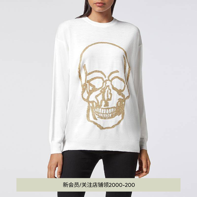 PHILIPP PLEIN 女士骷髅套头圆领毛衣针织衫T恤
