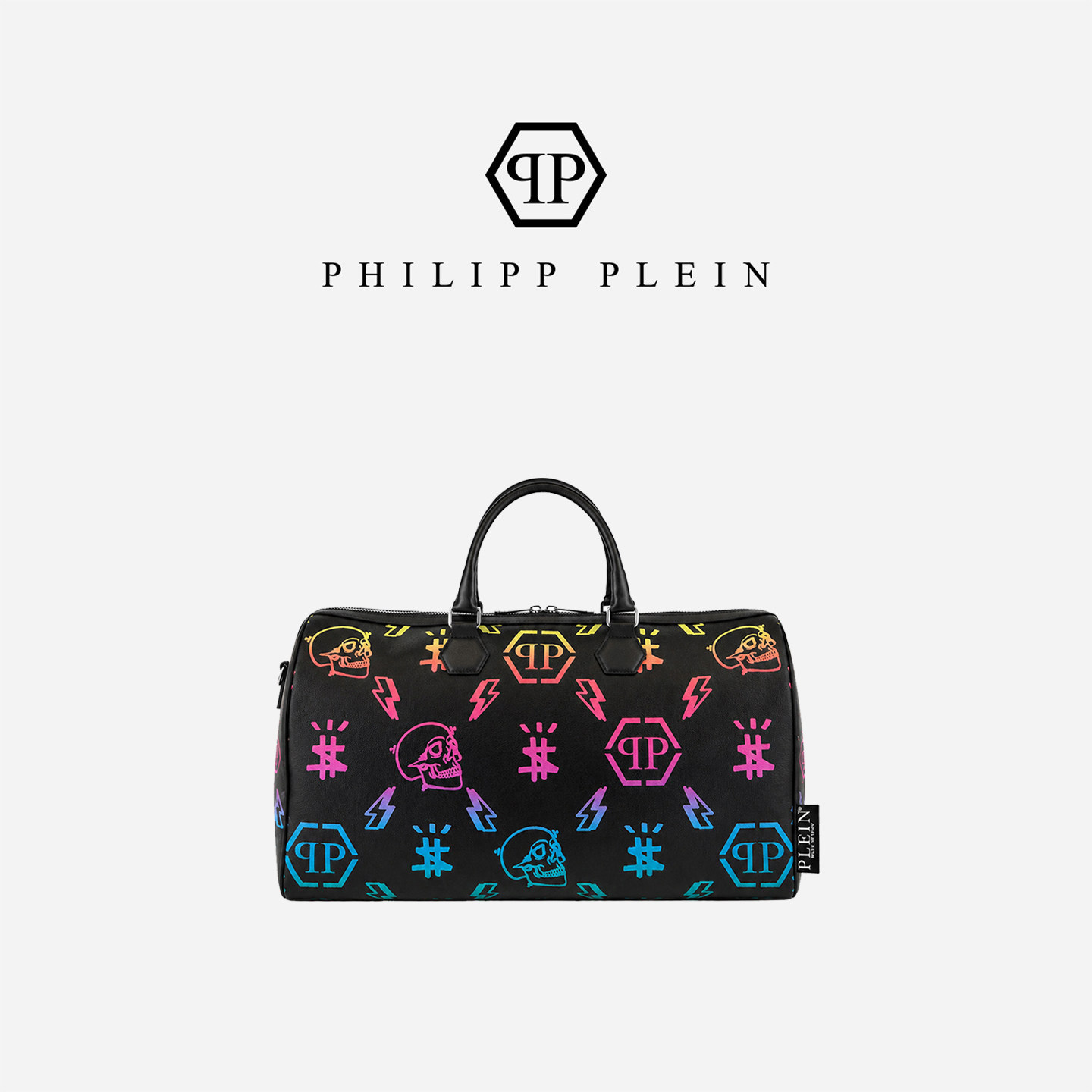 PHILIPP PLEIN 男士大容量手提旅行包彩色骷髅满印健身出差行李袋