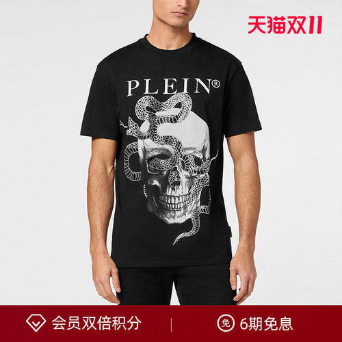 PHILIPP PLEIN 男士Skull&Snake圆领短袖休闲T恤