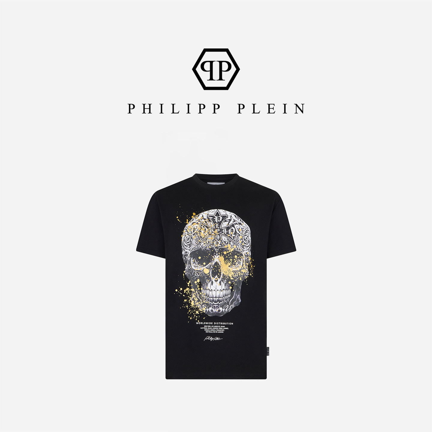 PHILIPP PLEIN 2026年新款男士圆领宽松短袖复古骷髅印花简约T恤