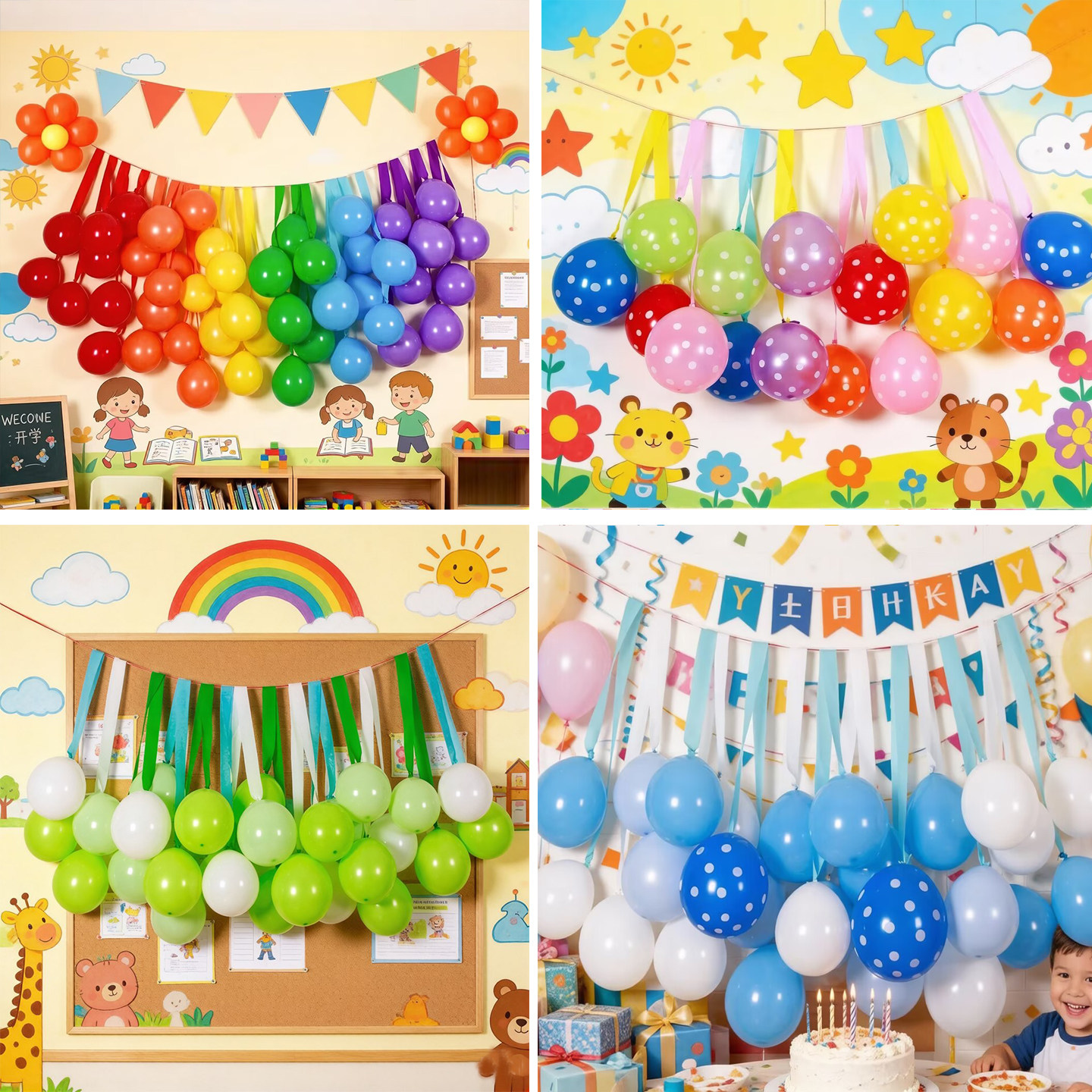 户外春游流苏纸彩带儿童宝宝生日派对布置气球装饰教室背景墙挂饰