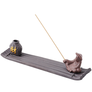 老翁垂钓香插倒流香炉家用茶道禅意香薰陶瓷创意香座点香仿古摆件