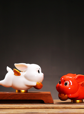 白瓷十二生肖兔子摆件家居