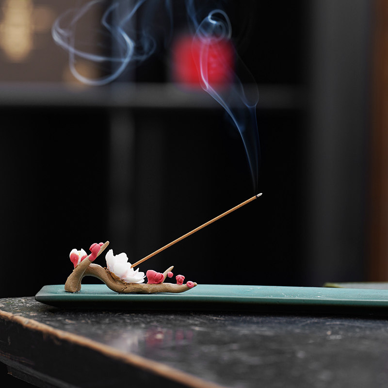 莲花线香炉陶瓷书房点香器净化空气荷花卧香炉线香插家用檀香室内