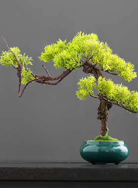 崖柏小美创意仿真花绿植物盆栽摆件桌面装饰品客厅仿生摆设盆景