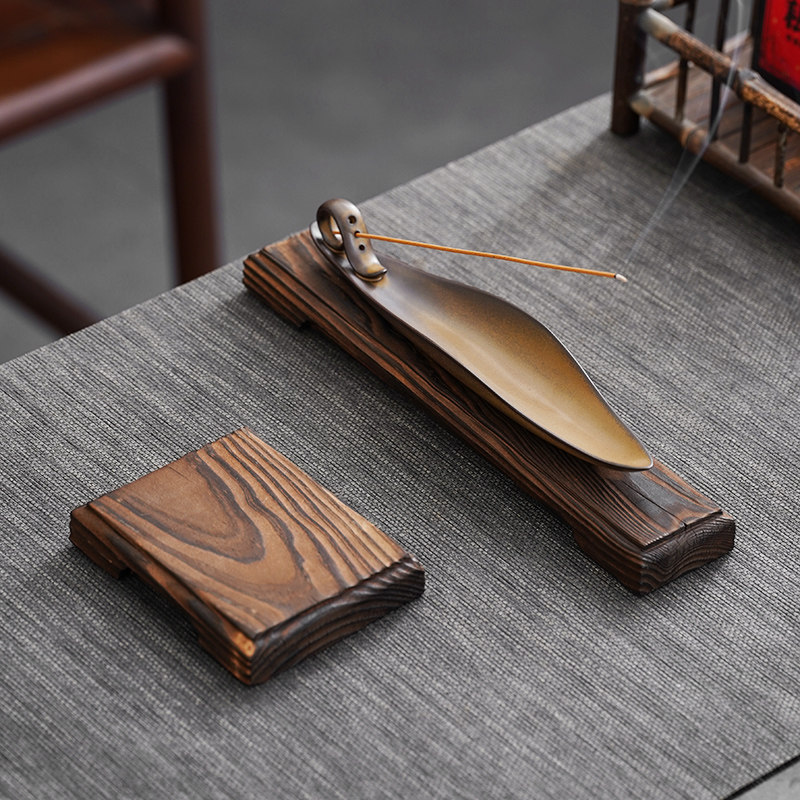 实木圆形佛像底座香插线香炉倒流香炉中式家用茶宠摆件创意木底座