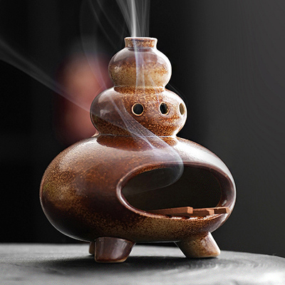 柴烧葫芦陶瓷香炉PaloSanto holder秘鲁圣木燃烧盘托盘圣木托盘架