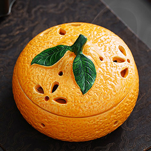 橙色超大陶瓷板香炉檀香木持有人蚊子香盒盒盖蚊子香炉家庭室内香