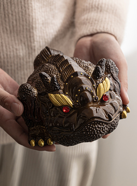 茶宠变色金蟾摆件精品可养