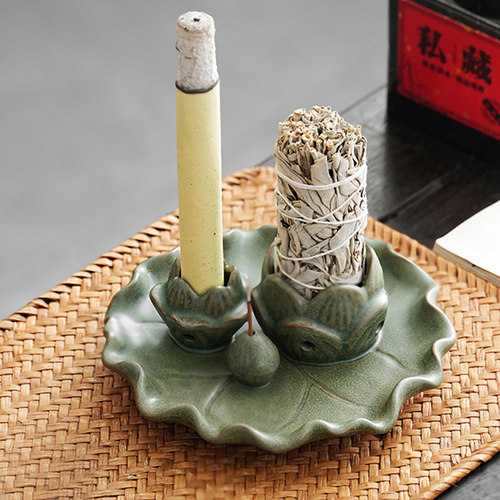 三用香炉鼠尾草香插艾条专用底座器具托盘固定架插艾柱艾灸支架