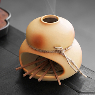 跨境葫芦盘香炉多功能圣木炉香薰炉陶瓷燃烧盘香炉摆件鼠尾草支架