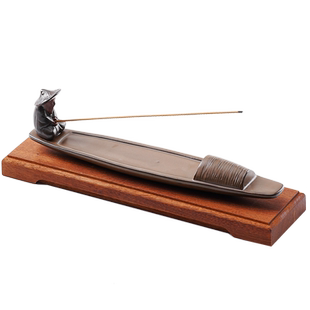 线香炉陶瓷创意老翁垂钓香插家用香薰室内书房茶道点香器复古摆件