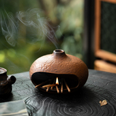 香薰小壁炉圣木托盘Palo Santo雪松香薰炉燃烧盘净化鼠尾草熏香炉