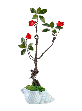 陶瓷花瓶小植物假花松树